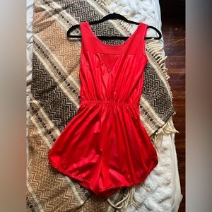 Vintage red silk romper